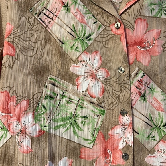 Vintage Allison Daley Button Down Blouse Hawaiin Tropical Print 18W - Picture 4 of 5